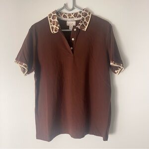 Vintage Nicole Miller Polo With Leopard Print Accents Size Large